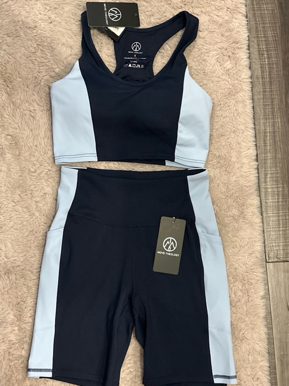 Move Theology Women’s Light Blue and Navy Athletic Set